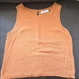 Ava Sky Women's Linen Burnt Orange Tank Top